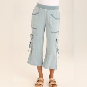 XCVI WEARABLES YANA WIDE LEG CROP CARGO GAUCHO  In Thunderclap Pigment